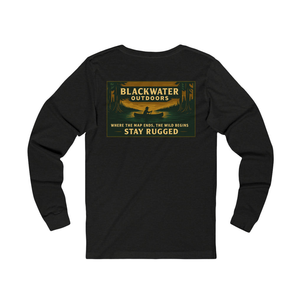 Unisex Outdoor Adventure Long Sleeve Tee - Blackwater Outdoors, Casual Wear, Hiking Shirt, Gift for Nature Lovers, Eco-Friendly Apparel