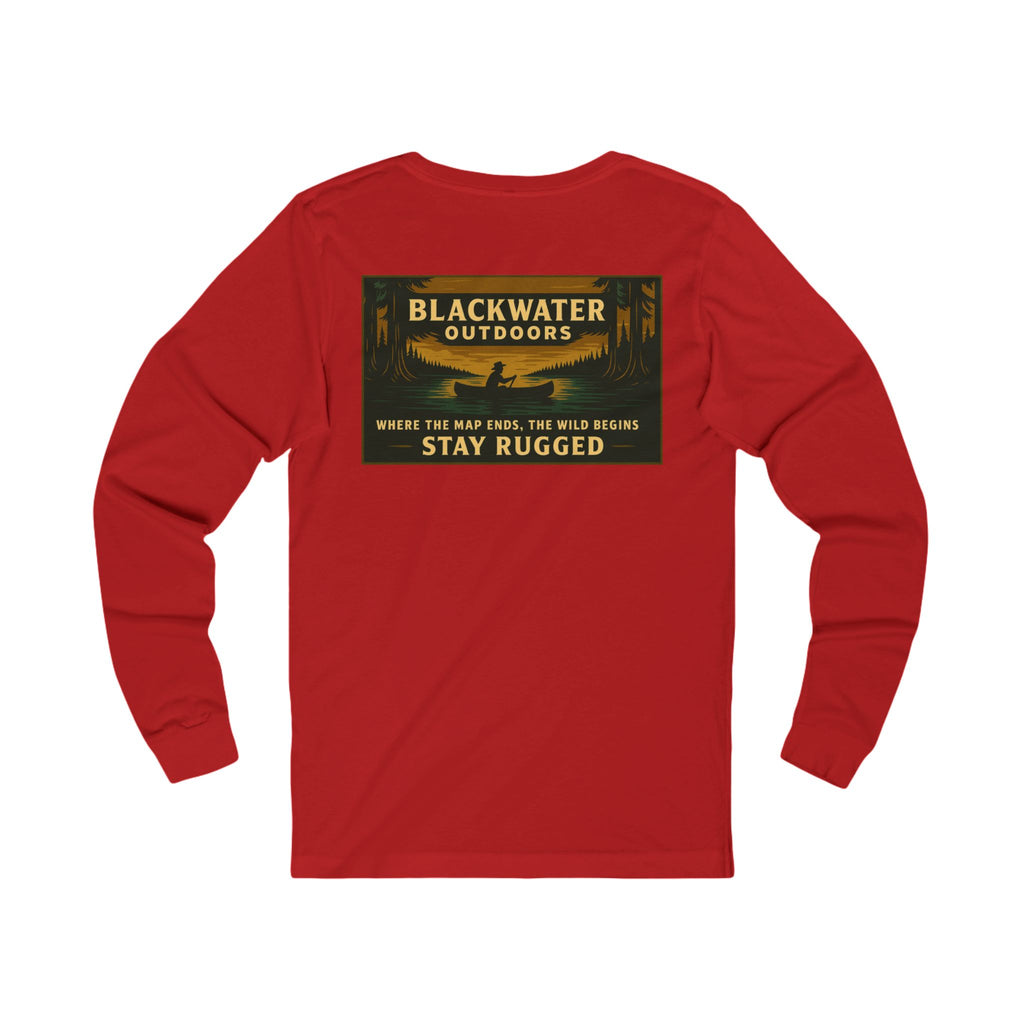 Unisex Outdoor Adventure Long Sleeve Tee - Blackwater Outdoors, Casual Wear, Hiking Shirt, Gift for Nature Lovers, Eco-Friendly Apparel