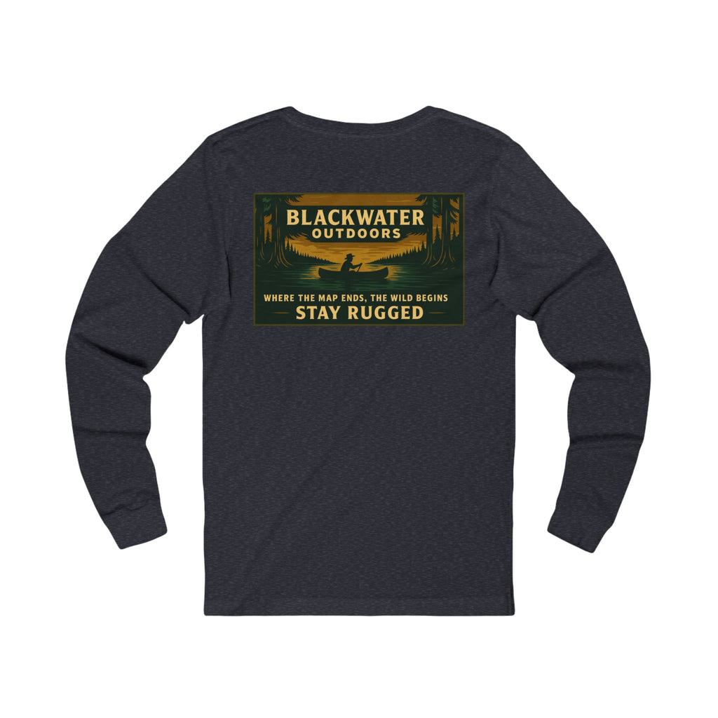 Unisex Outdoor Adventure Long Sleeve Tee - Blackwater Outdoors, Casual Wear, Hiking Shirt, Gift for Nature Lovers, Eco-Friendly Apparel