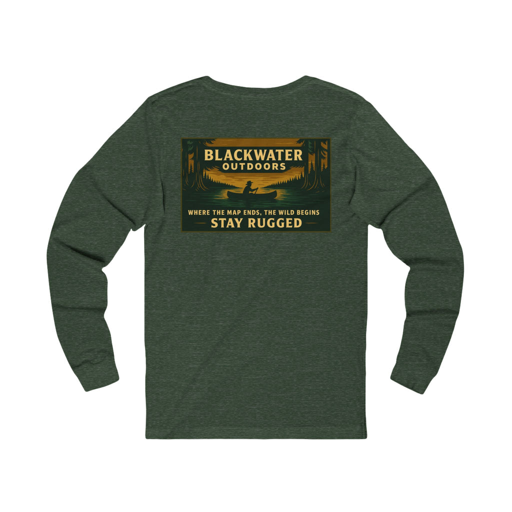 Unisex Outdoor Adventure Long Sleeve Tee - Blackwater Outdoors, Casual Wear, Hiking Shirt, Gift for Nature Lovers, Eco-Friendly Apparel