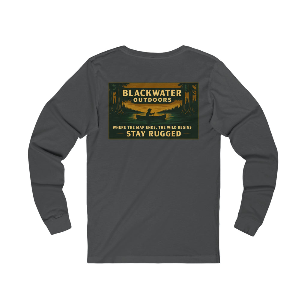 Unisex Outdoor Adventure Long Sleeve Tee - Blackwater Outdoors, Casual Wear, Hiking Shirt, Gift for Nature Lovers, Eco-Friendly Apparel