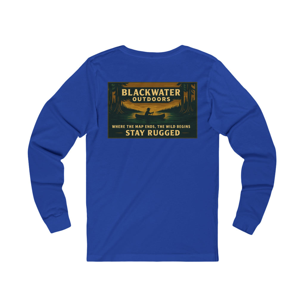 Unisex Outdoor Adventure Long Sleeve Tee - Blackwater Outdoors, Casual Wear, Hiking Shirt, Gift for Nature Lovers, Eco-Friendly Apparel