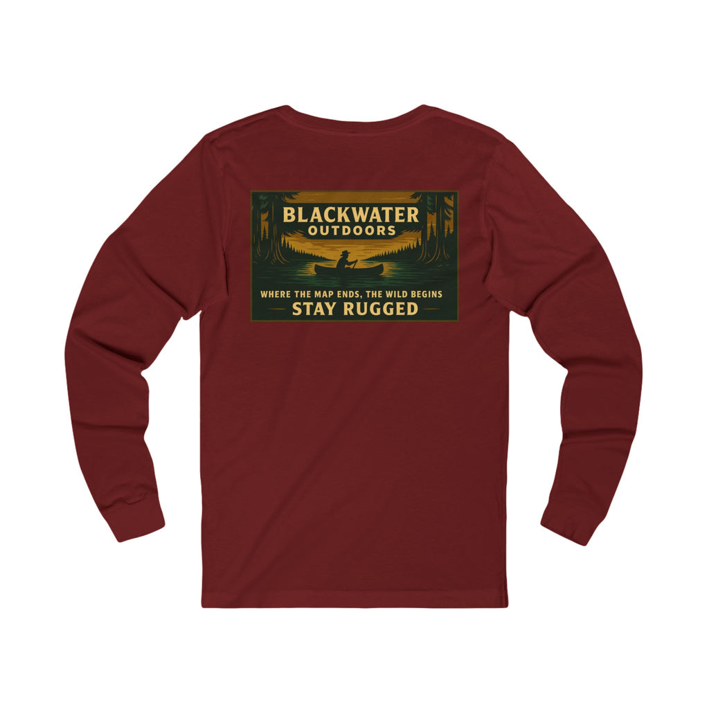 Unisex Outdoor Adventure Long Sleeve Tee - Blackwater Outdoors, Casual Wear, Hiking Shirt, Gift for Nature Lovers, Eco-Friendly Apparel