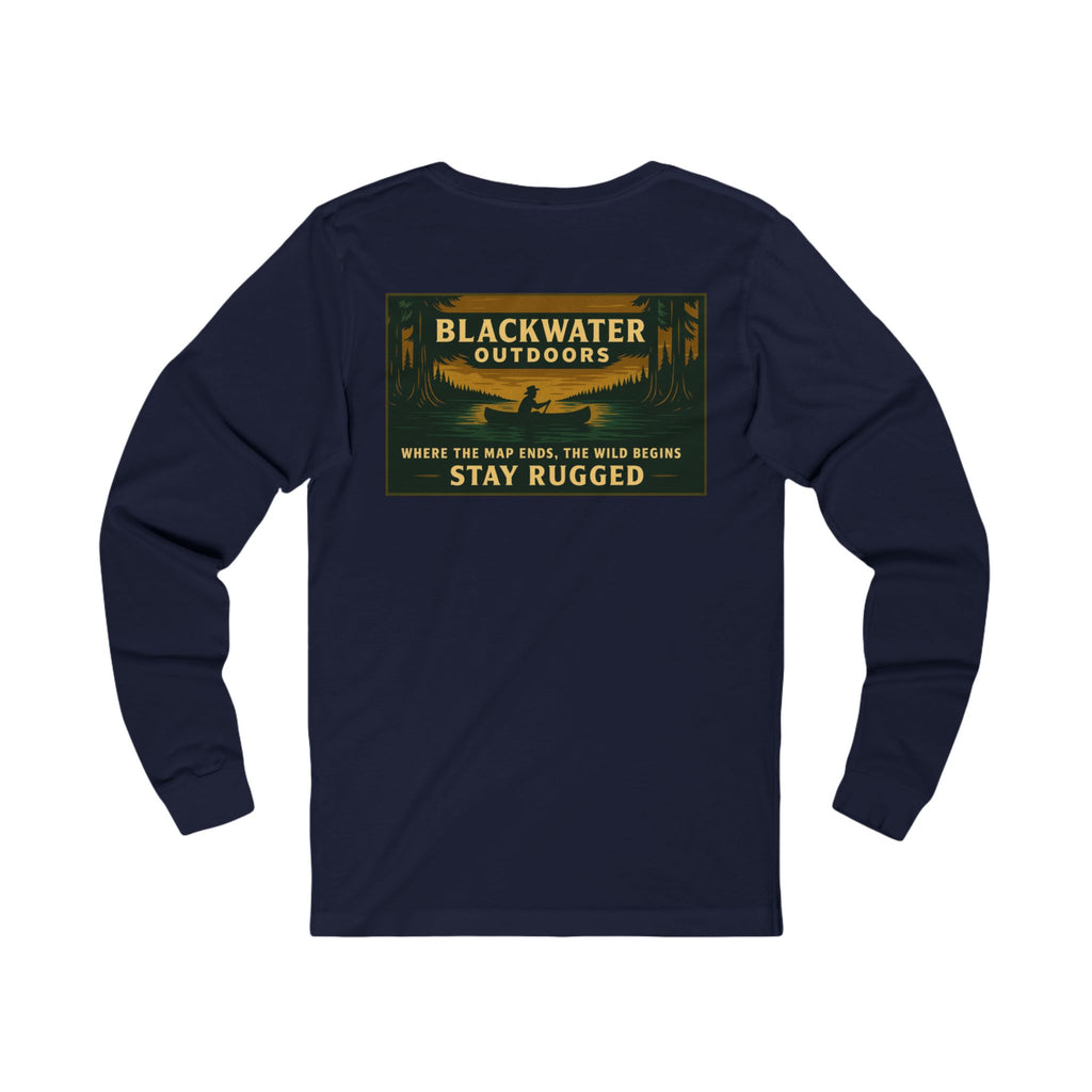 Unisex Outdoor Adventure Long Sleeve Tee - Blackwater Outdoors, Casual Wear, Hiking Shirt, Gift for Nature Lovers, Eco-Friendly Apparel
