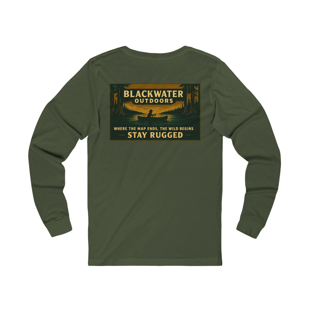 Unisex Outdoor Adventure Long Sleeve Tee - Blackwater Outdoors, Casual Wear, Hiking Shirt, Gift for Nature Lovers, Eco-Friendly Apparel